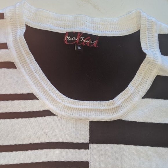 Black and White Short Sleeve Sweater Size 1X - Picture 3 of 3